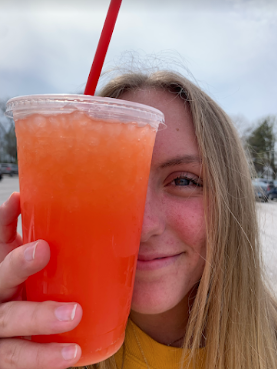 Bella Allison’s favorite drink is from Atomic, and it’s “Phoenix” and she adds raspberry, pineapple, and white chocolate. She likes it because it’s the perfect mix between sweet and sour.